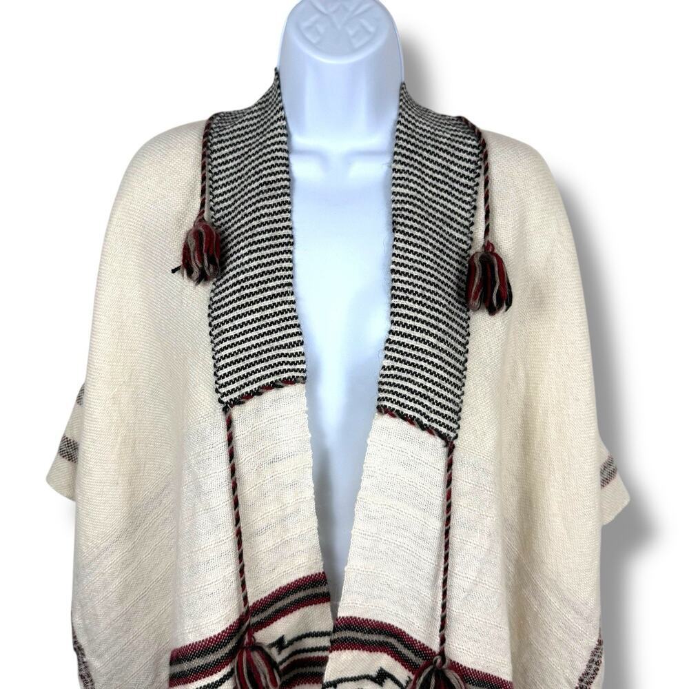 Ulla Johnson Sweater Womens O/S Sacha Ethic Tribal Print Baby Alpaca Wrap Kimono - Picture 2 of 11